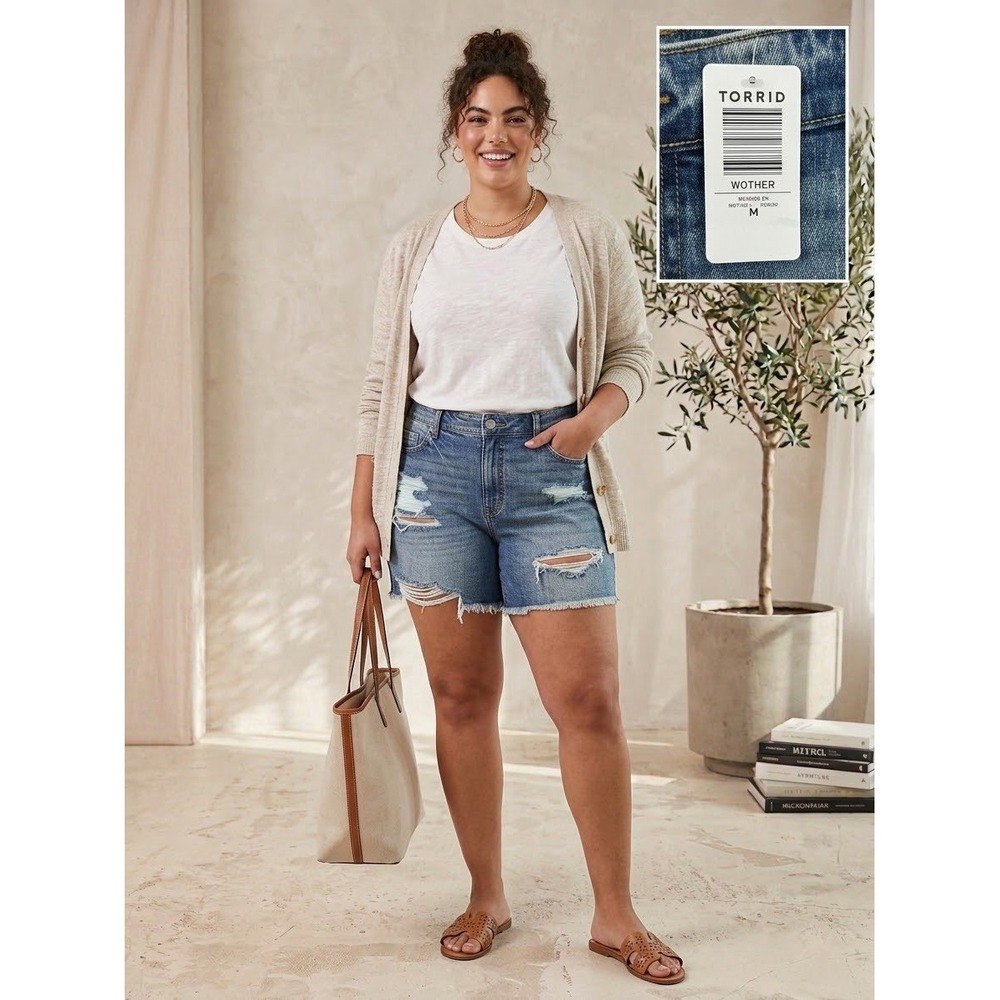 Torrid High-Rise Perfect 5" Rigid Distressed Denim Shorts Maverick 18 NWT